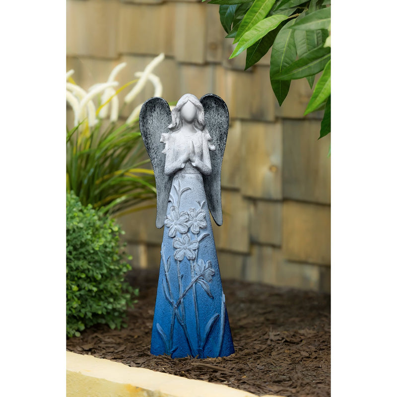 17"H Terracotta Angel Garden Statuary, 5.71"x5.51"x16.93"inches