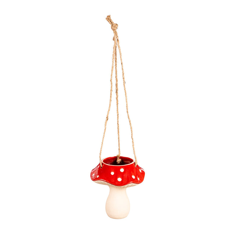 Red Mushroom Ceramic Hanging Planter,2cg797