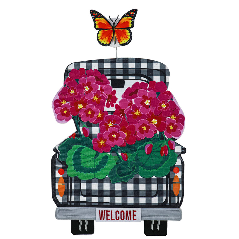 Geranium Truck LED Window Décor,13"x13"x17"inches