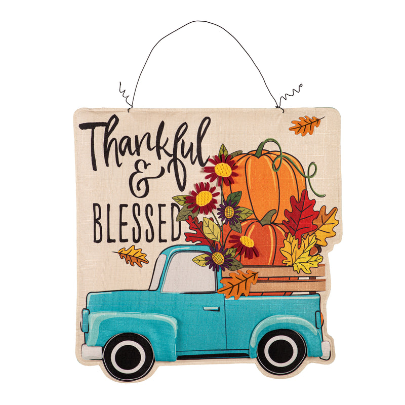 Thankful & Blessed Fall Truck/Christmas Truck Double Sided Estate Door Décor,2deb2570fb