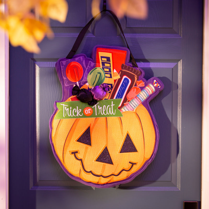 Trick or Treat Halloween Pumpkin Bucket Estate Door Décor,2deb2580