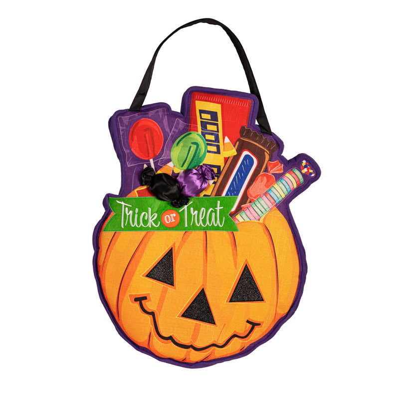 Trick or Treat Halloween Pumpkin Bucket Estate Door Décor,2deb2580