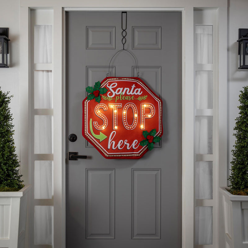 Santa, Please Stop Here Lighted Estate Door Décor,2deb2623bl