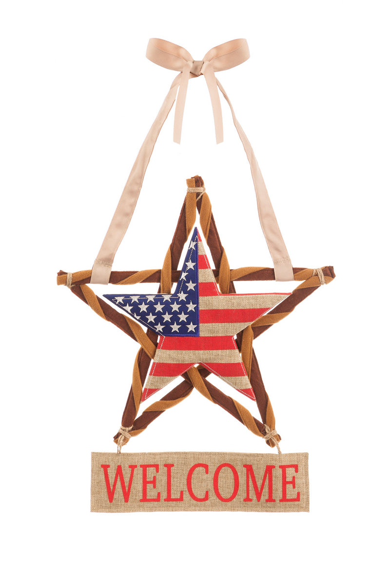 Patriotic Star Burlap Door Decor,2dhb1143