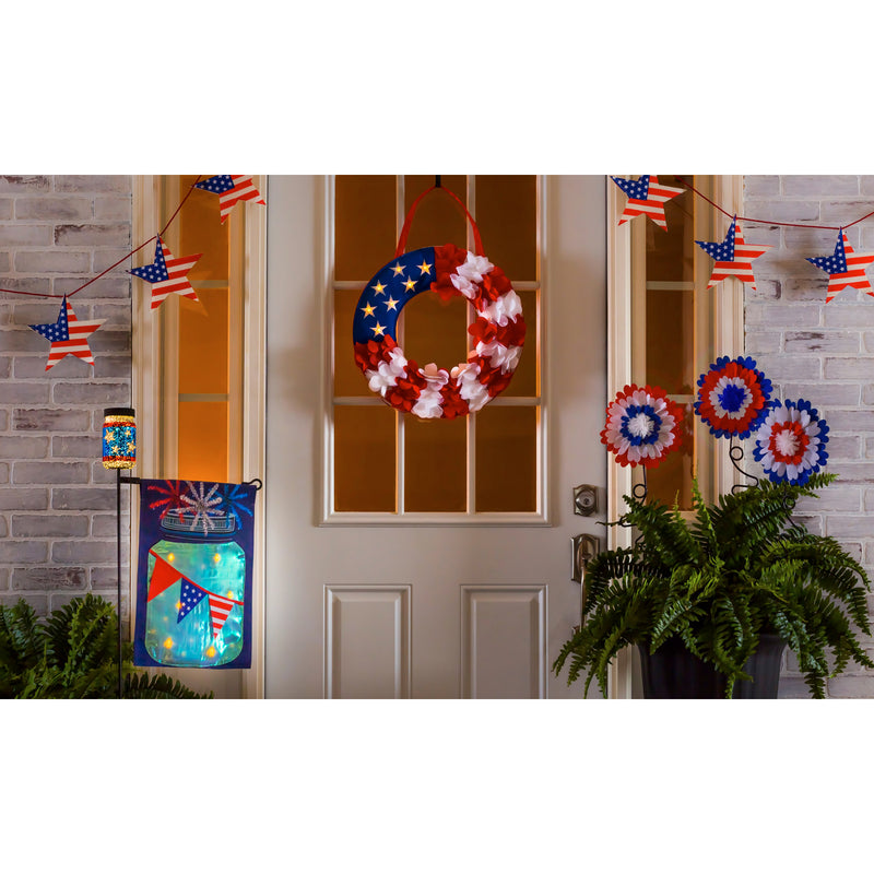 Evergreen Door Decor,Patriotic Wreath Lit Door Décor,17x0.5x18 Inches