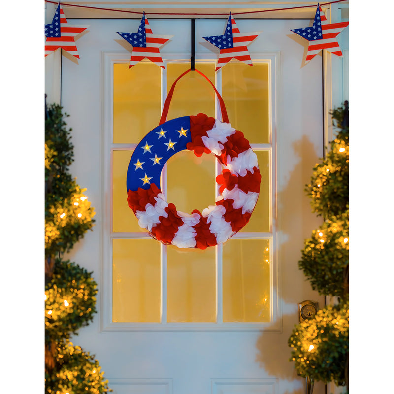 Evergreen Door Decor,Patriotic Wreath Lit Door Décor,17x0.5x18 Inches