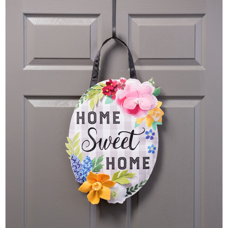 Home Sweet Home Plaid Door Décor, 0.75"x22"x17.5"inches