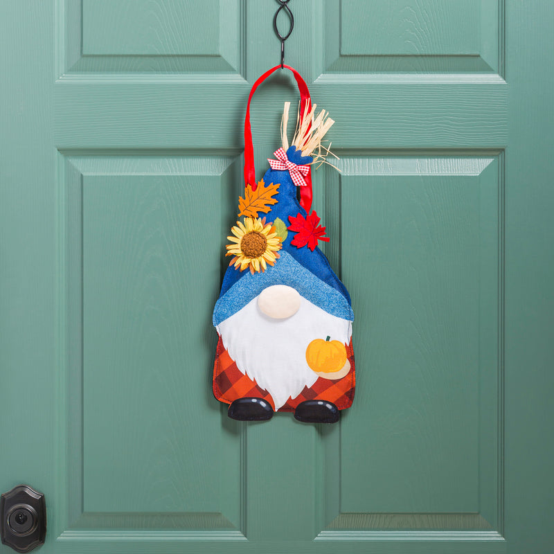 Evergreen Door Decor,Give Thanks Fall Gnome Door Décor,0.25x9x17 Inches
