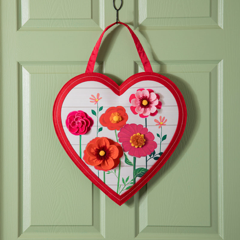 Evergreen Door Decor,Heart of Flowers Door Décor,0.25x18x18 Inches