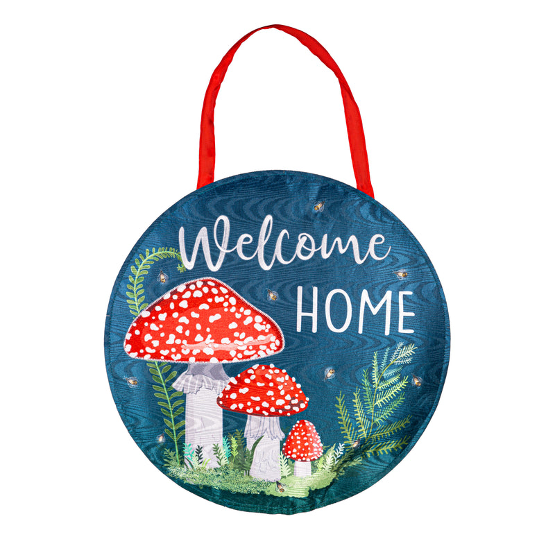 Welcome Friends Mushroom Garden Lighted Moire Door Décor,2dhm2566bl