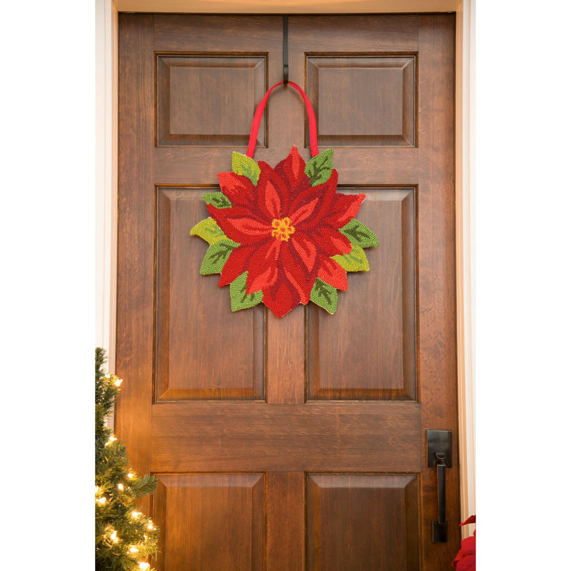 Poinsettia Hooked Door Décor,2dhp1602