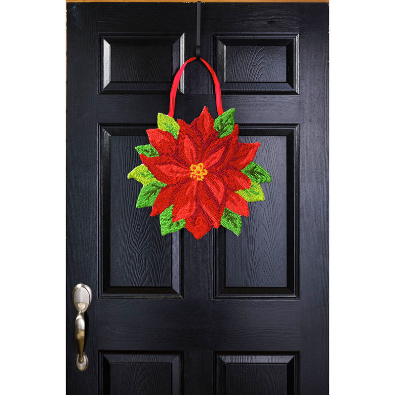 Poinsettia Hooked Door Décor,2dhp1602