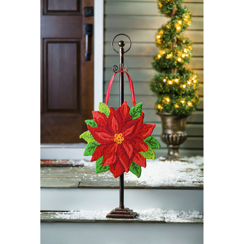 Poinsettia Hooked Door Décor,2dhp1602