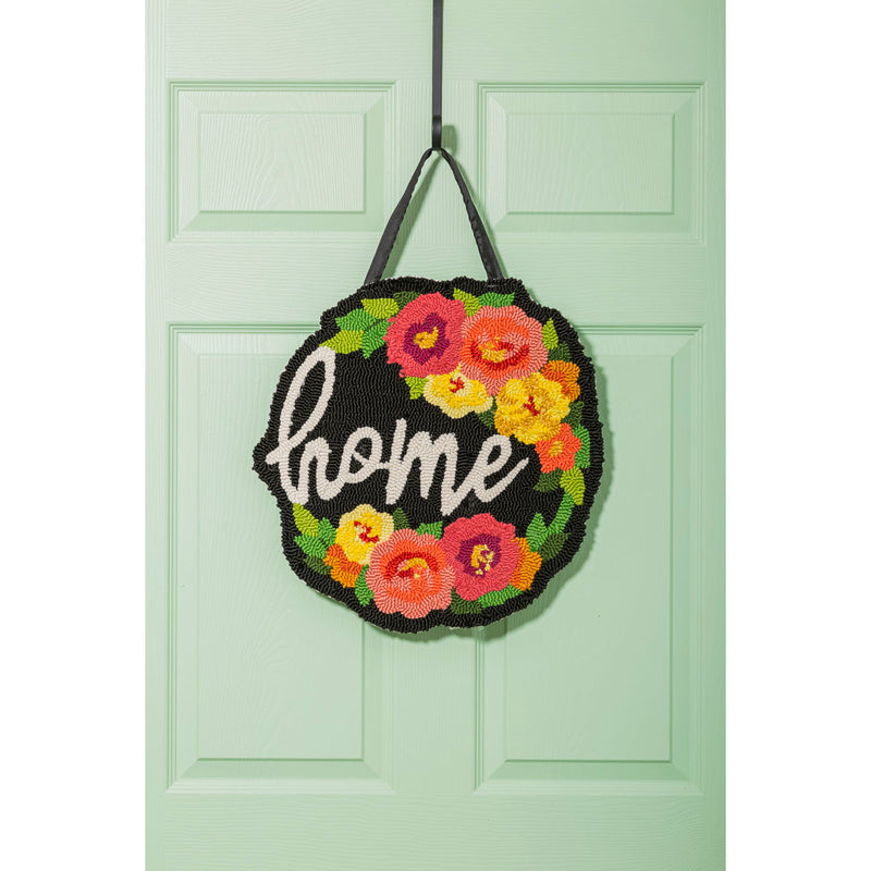 Floral Home Hooked Door Décor, 18"x0"x18"inches
