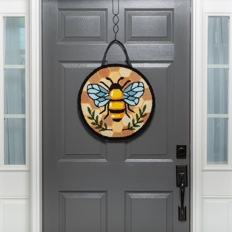 Evergreen Door Decor,Bee and Laurel Hooked Door Décor,18x0.5x18 Inches