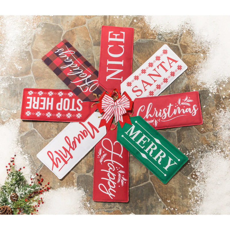 Evergreen Door Decor,Christmas, Holidays Reversible Door Tag,18x8x0.25 Inches