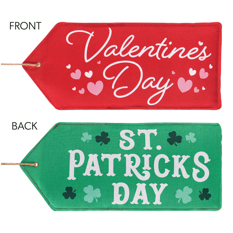 Valentine's Day, St. Patrick's Day Reversible Door Tag, 8"x0.25"x18"inches