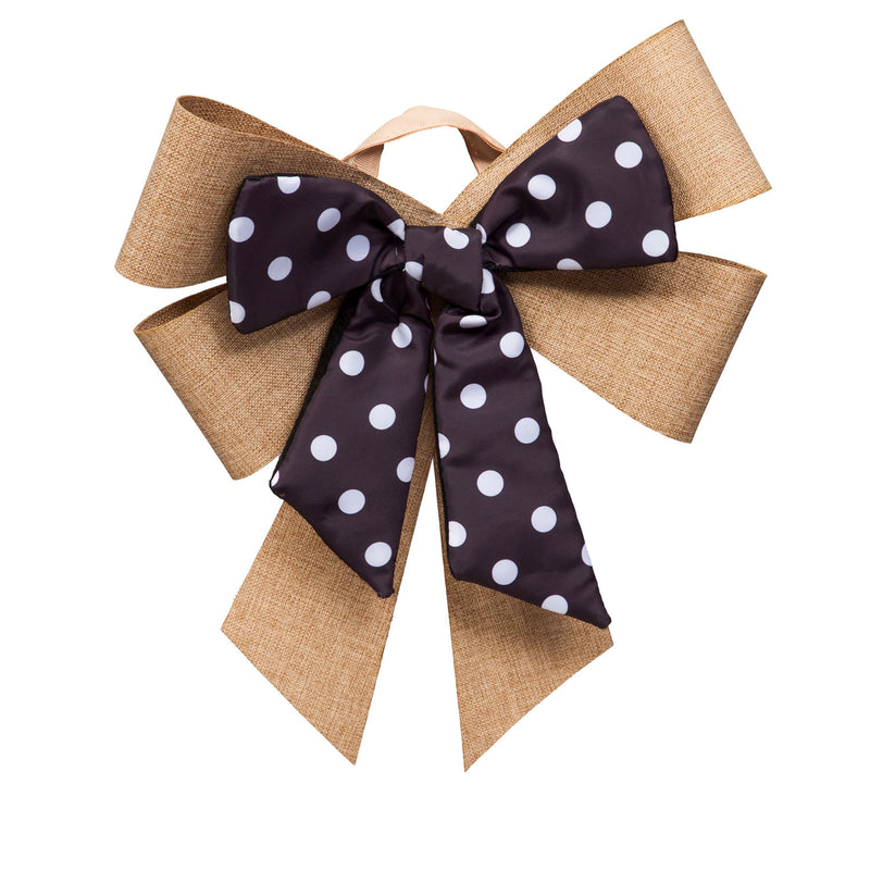 Black and White Dot Door Tag Bow,2dtb1702