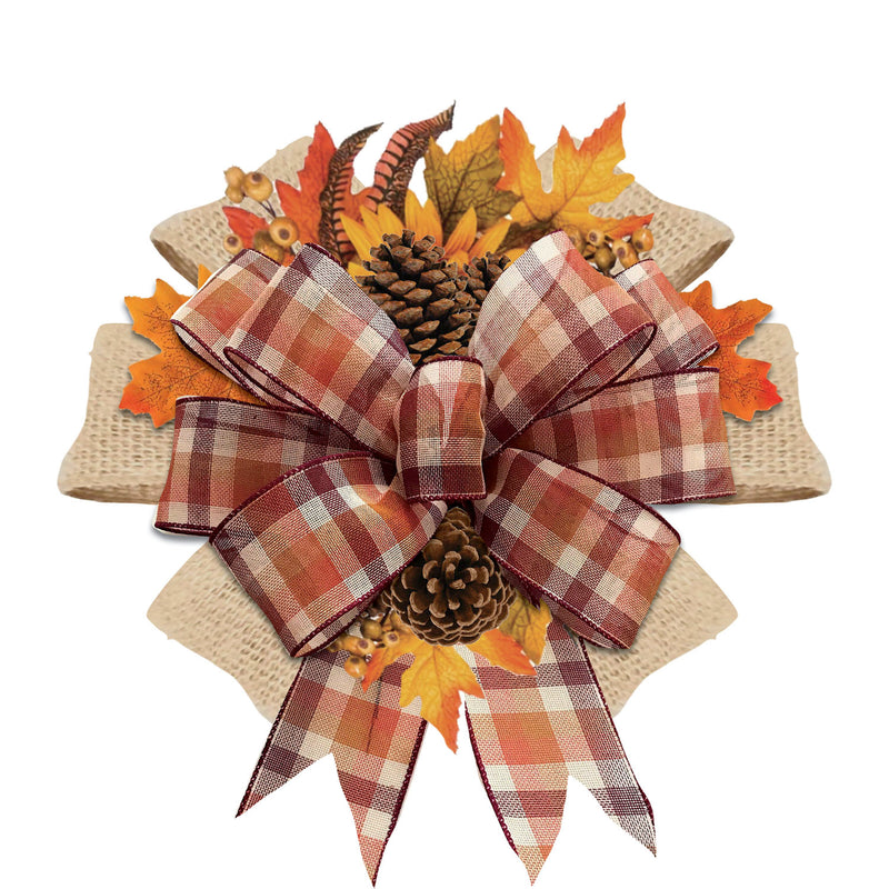 Autumn Plaid Door Tag Bow,2dtb1768