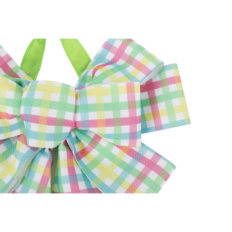 Easter Plaid Door Tag Bow, 13"x1.5"x18"inches