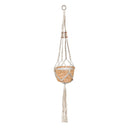 Olivia Fabric Planter with Macrame Holder, Ochre,2fp043