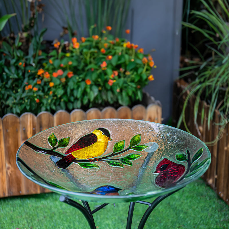 18" Songbirds Glass Bird Bath,2gb018a