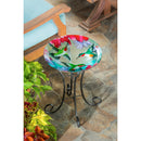 16" Glass Bird Bath w/Stand, Busy Hummingbirds,2gb1166