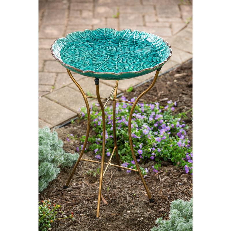 16" Ceramic Bird Bath w/Stand, Botanicals,2gb1188