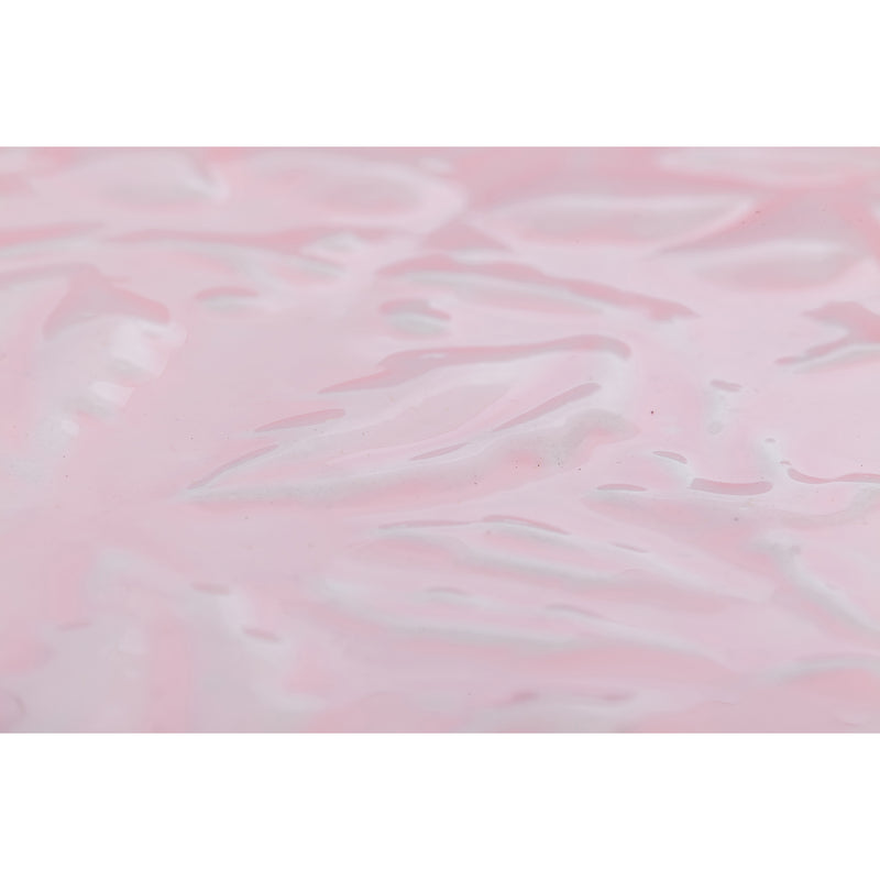 Evergreen Embossed Enamel Metal Table Top Bird Bath, Pink, 16'' x 16'' x 3.3''