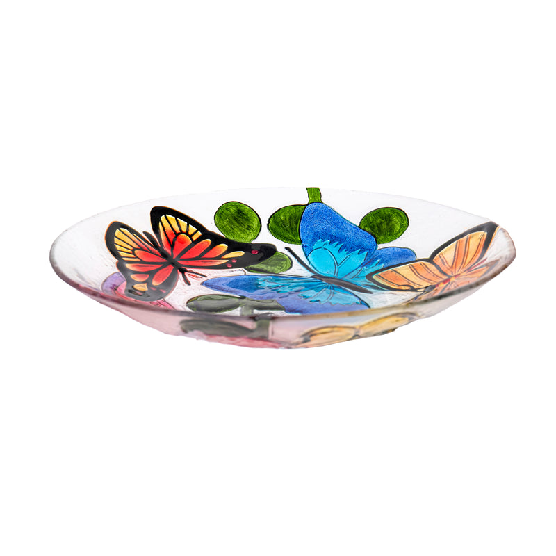 18" Butterfly Collage Glass Bird Bath,2gb119a