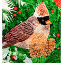 18" Hand Painted Embossed Glass Bird Bath, Cardinals and Winter Spruce,2gb1207
