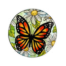 16" Glass Bird Bath w/Stand, Monarch Butterfly among Daisies,2gb6884
