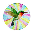 18" Hand Painted Glass Bird Bath with Oil Paint Finish, Hummingbird,2gb6903
