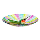 18" Hand Painted Glass Bird Bath with Oil Paint Finish, Hummingbird,2gb6903