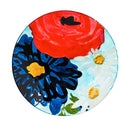 18" Hand Painted Embossed Glass Bird Bath, Red/White/Blue Florals,2gb6921