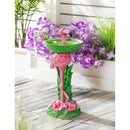 27.5"H Resin Redestal Flamingo Bird Bath,2gb6938