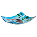16.5" Hand Painted Embossed Square Glass Bird Bath, Cardinals Appear,2gb6952