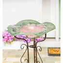 16" Textured Glass Bird Bath, Iridescent Wave,2gb6997