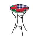 16" Glass Bird Bath with Stand, Plaid Geraniums,2gb7006