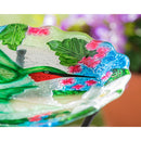 18"Hand Painted and Embossed Glass Shaped Bird Bath, Hummingbird Bouquets,2gb7051