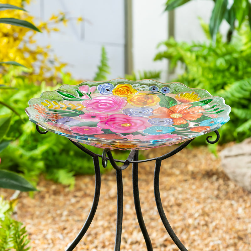 18" Bundle of Flowers Bird Bath,2gb7169