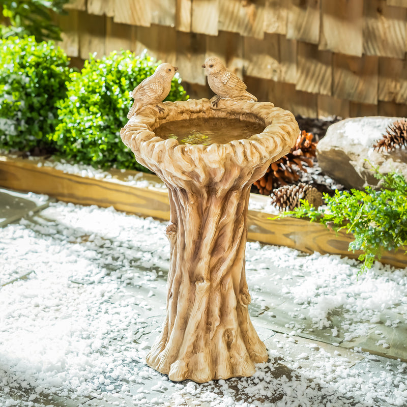 Twin Birds Wooden Bird Bath,2gb7224