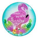 18" Hand Painted Embossed Glass Birdbath, Flamingo,2gb807