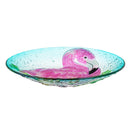 18" Hand Painted Embossed Glass Birdbath, Flamingo,2gb807