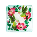16.5" Hand Painted Embossed Square Glass Bird Bath, Hummingbird duo,2gb833