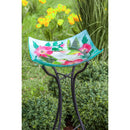 16.5" Hand Painted Embossed Square Glass Bird Bath, Hummingbird duo,2gb833