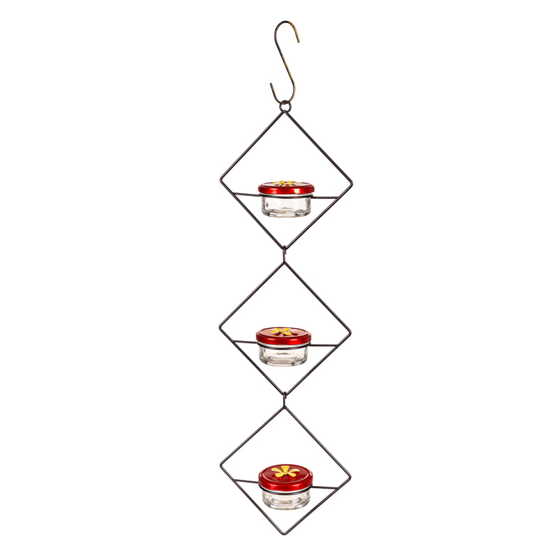 Evergreen Bird Feeder,Hanging Three Tier Hummingbird Feeder, Set of 2,6.3x2.95x20.47 Inches