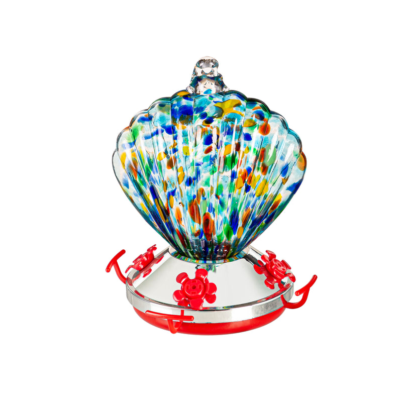 Art Glass Shell Hummingbird Feeder, Spotted,2hf353