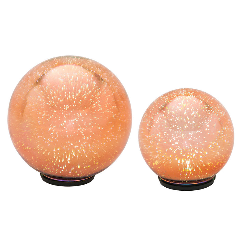 Stargazing 6" & 8" LED Orbs,  Set of 2, Starburst, Rose Gold,2la1032