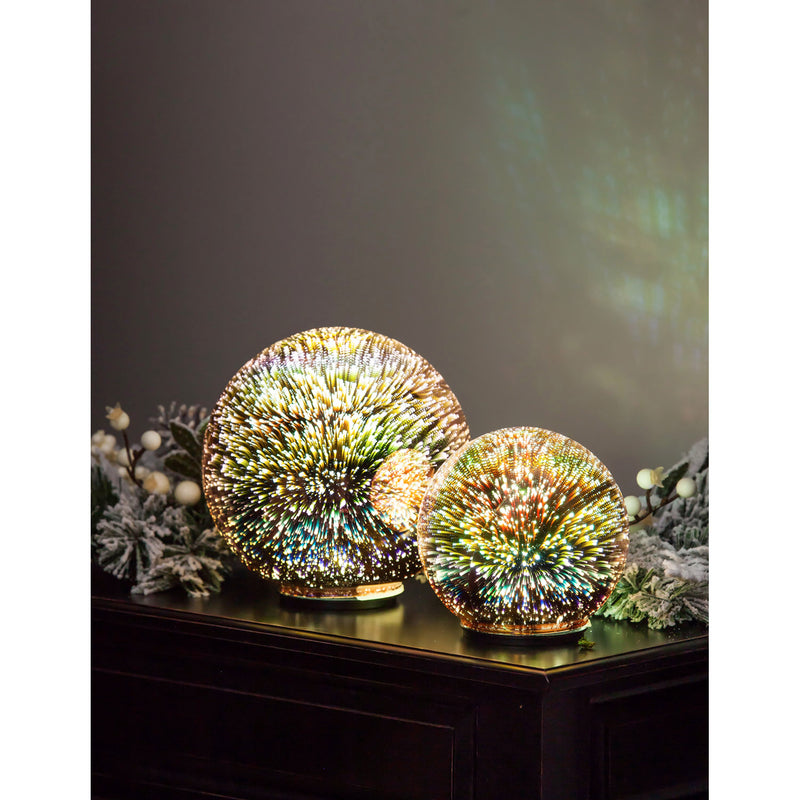 Stargazing 6" & 8" LED Orbs,  Set of 2, Starburst, Rose Gold,2la1032